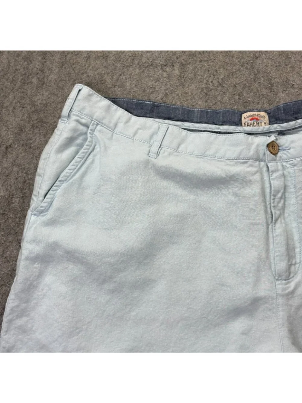 Faherty Tradewinds Linen Shorts Mens 40 Light Blue 10